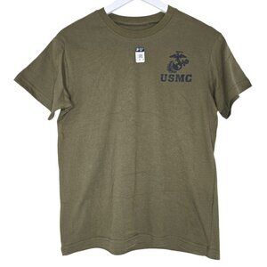 USMC T Shirt Trooper Tactical‎ Marines Corp Logo Olive Green Cotton Large Casual